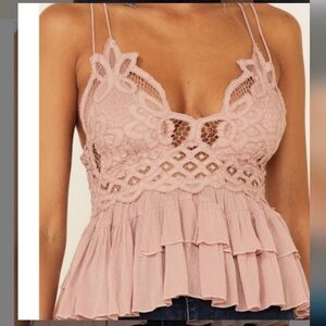 NWT FREE PEOPLE Adella Cami in Mauve, size Small, Bohemian Style Top Blouse